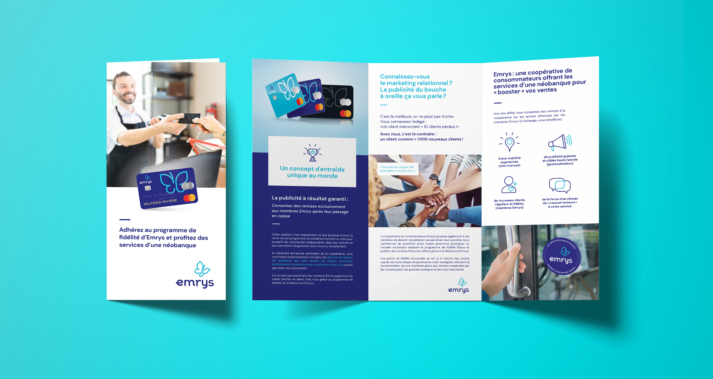 Emrys nouveau branding brochure dépliant