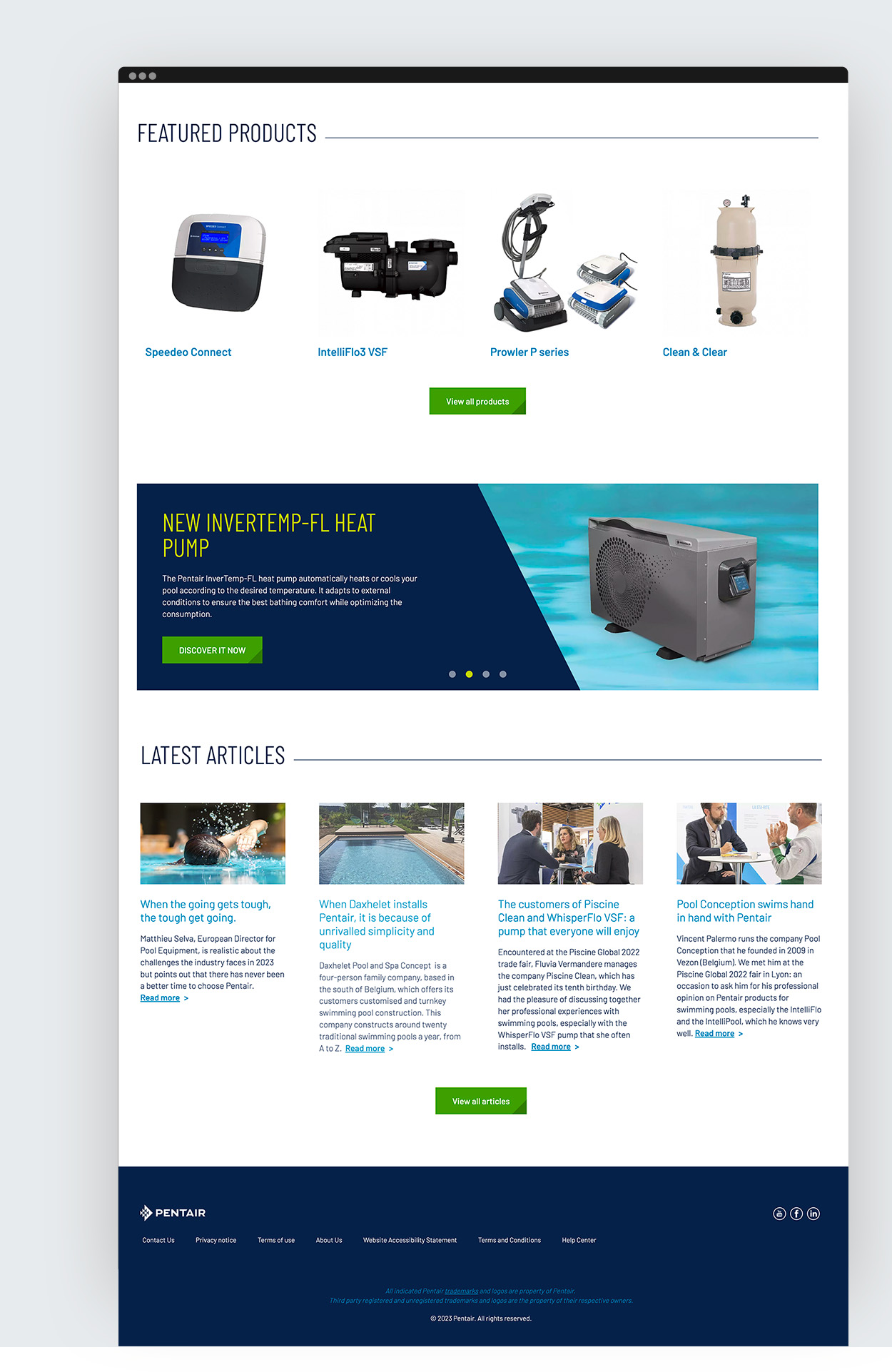 Pentair web design mockup site Pentair Pool 2