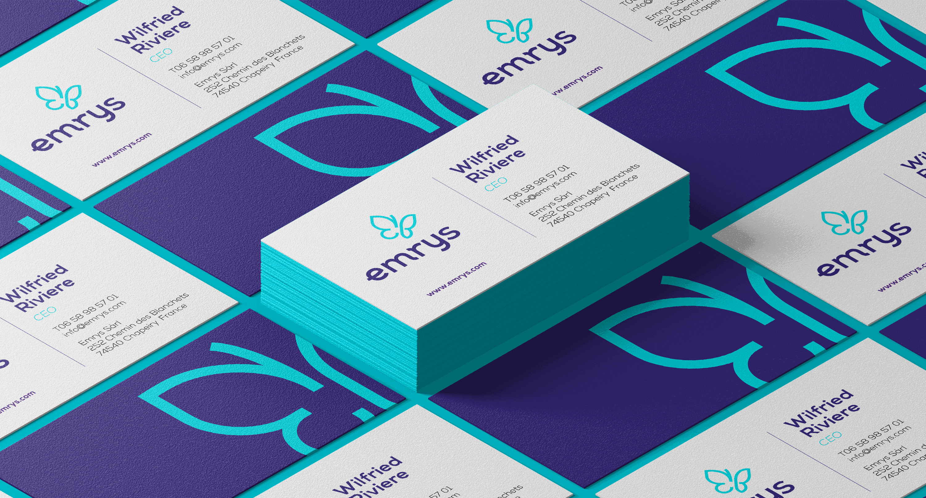 Emrys branding graphisme cartes de visite