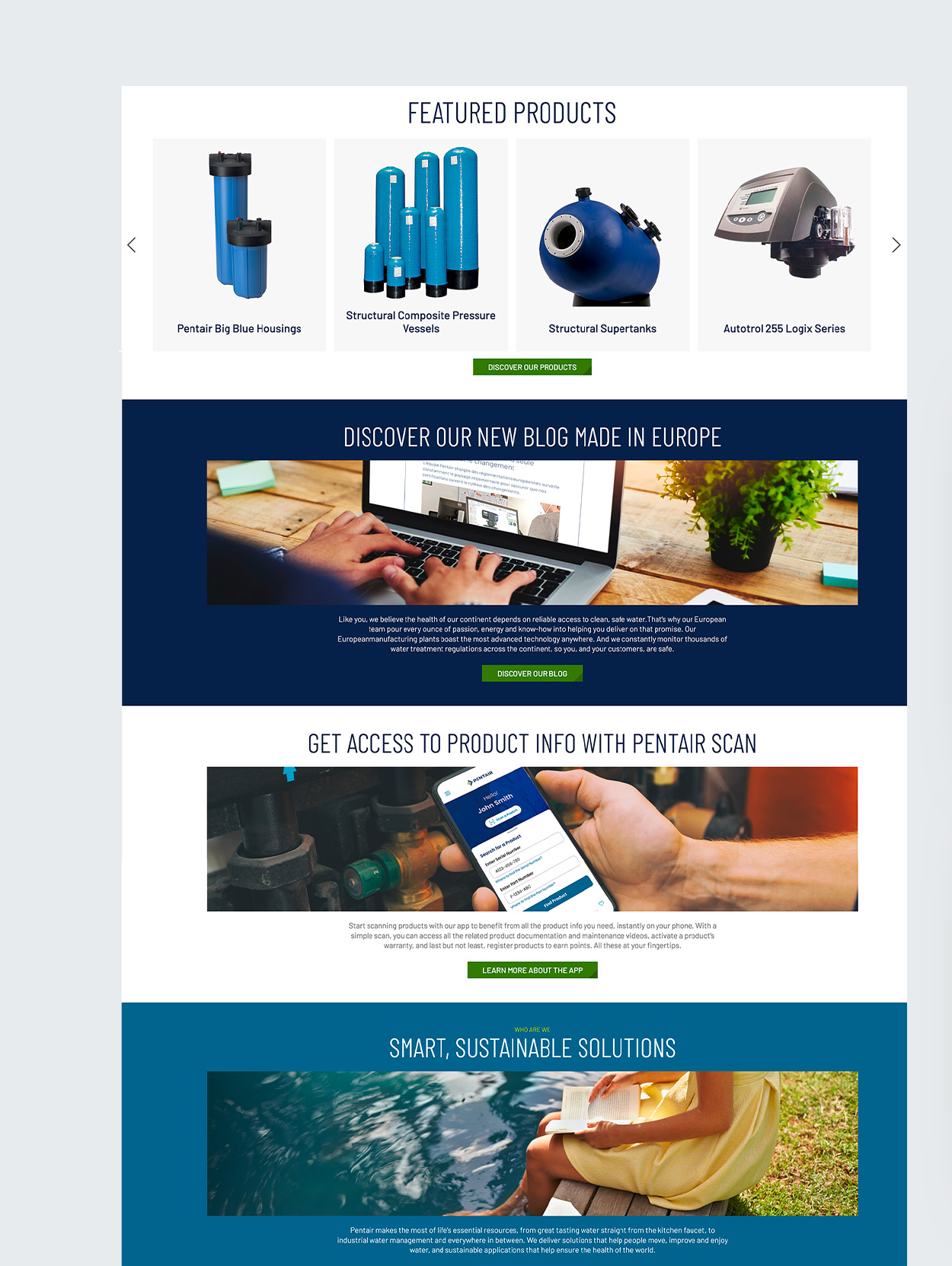 Pentair web design mockup site Pentair Components