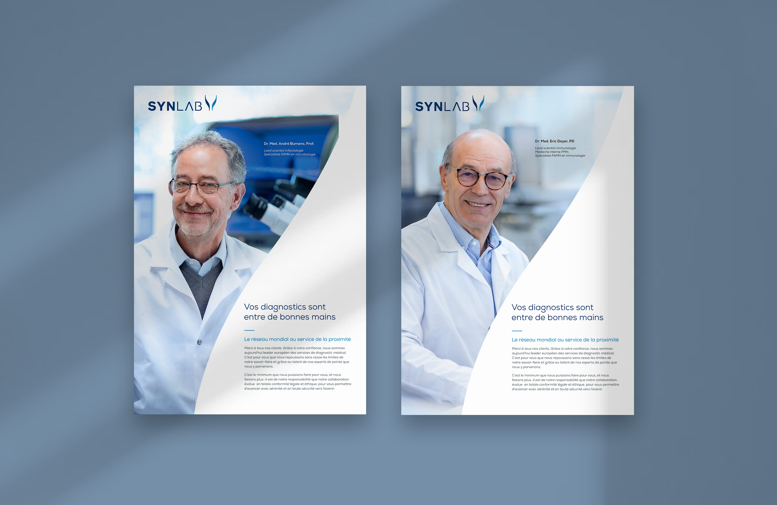 Synlab campagne de communication variantes de flyers experts