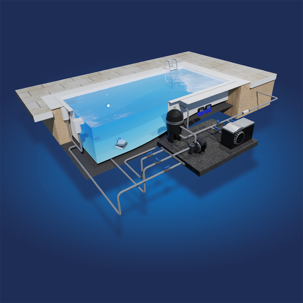 Pentair graphisme illustration 3d de piscine