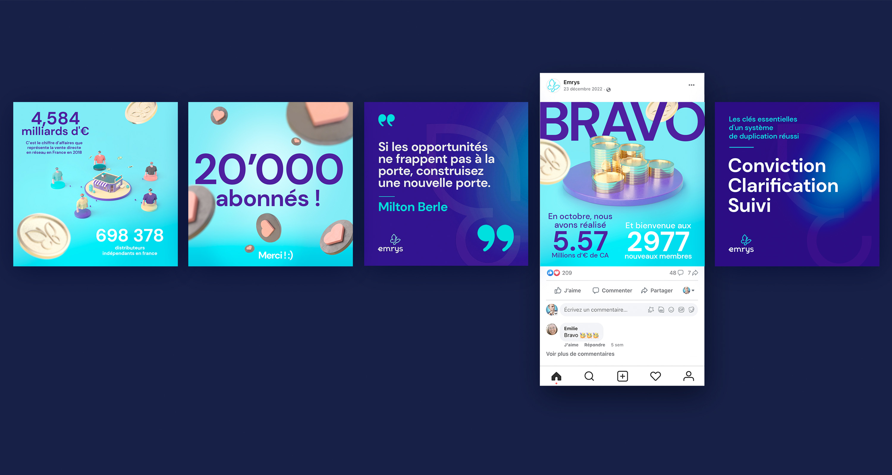 Emrys nouveau branding templates graphiques posts réseaux sociaux facebook instagram