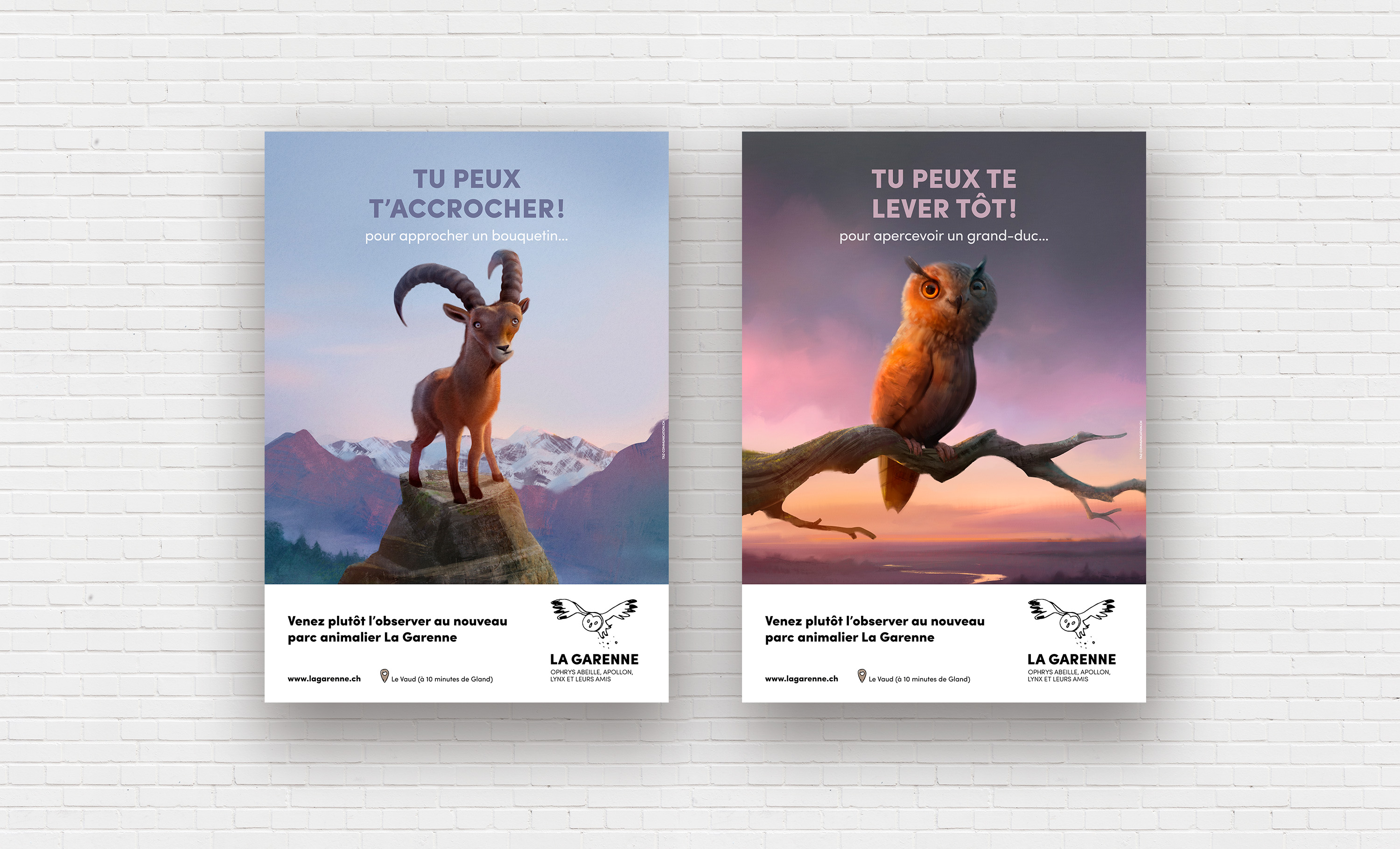 Zoo la Garenne campagne de communication concepts bouquetin et hibou