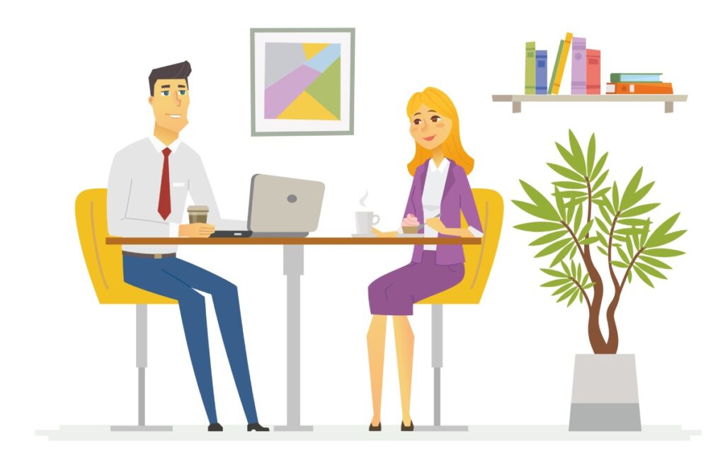 2 personnes prennent un café