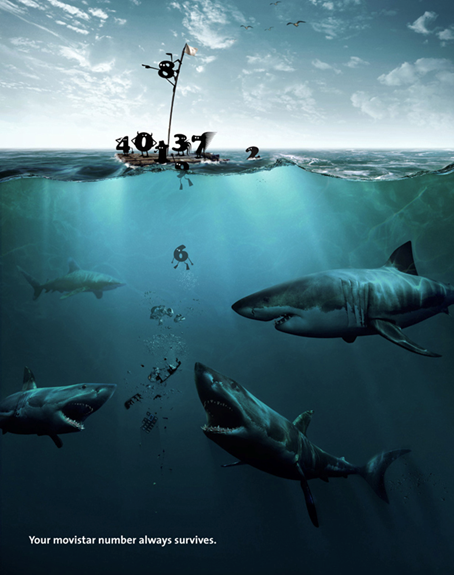 publicité humour noir requins movistar