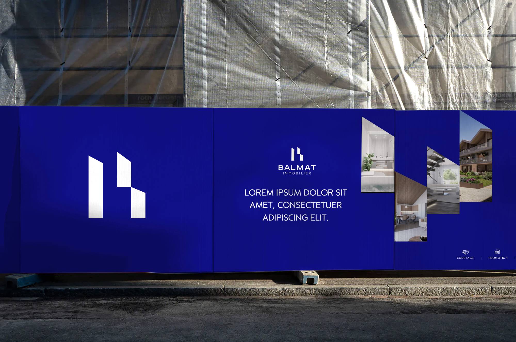 Panneaux de chantier avec logo Balmat Immobilier