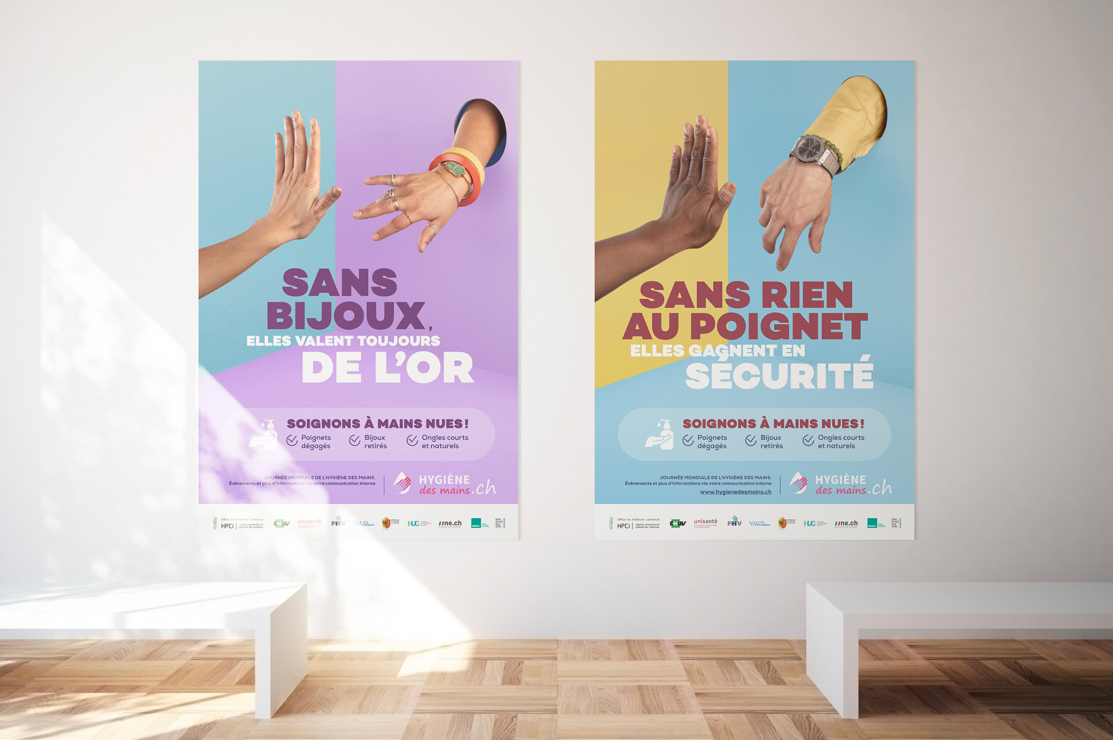 CHUV campagnes hygiène des mains affiches F4