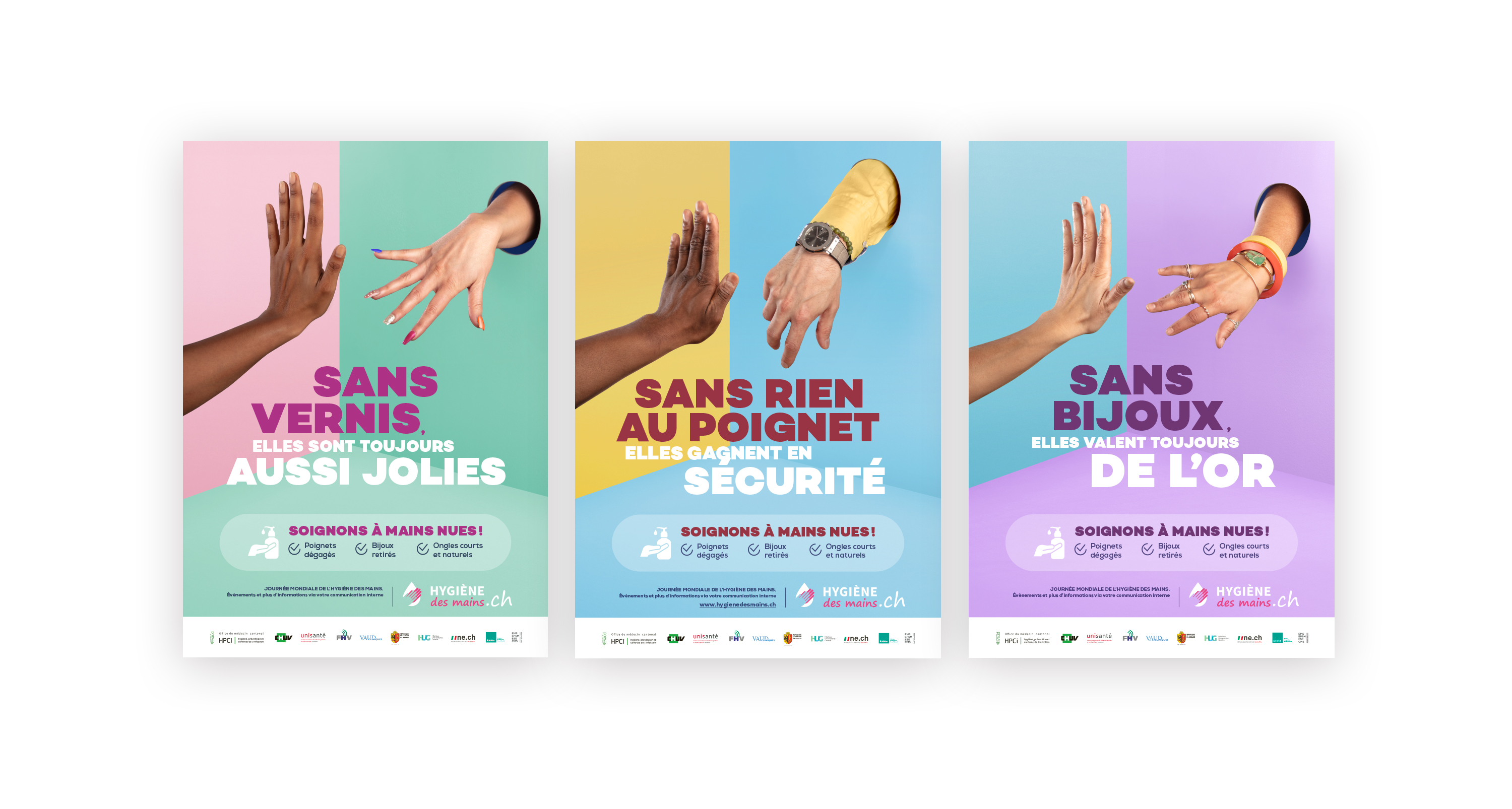 CHUV campagnes hygiène des mains affiches F4