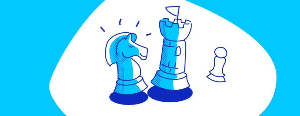 Pièces sur un échiquier